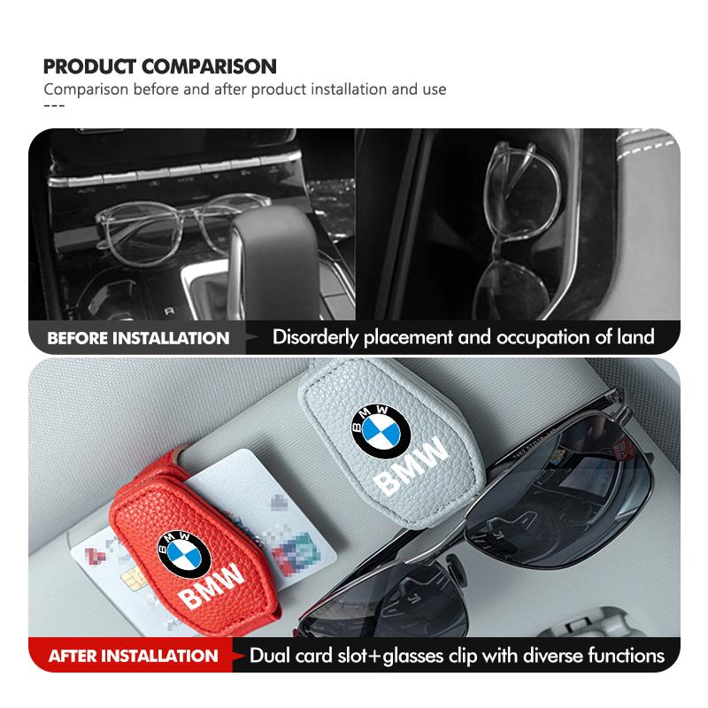 ADZW9 Magnetic Leather Eyeglass Hanger Clip Universal Sunglasses Holder For BMW X3 X5 M5 M3 E46 E90 E60 F10 E39 F30 E36 G30 E87 E70