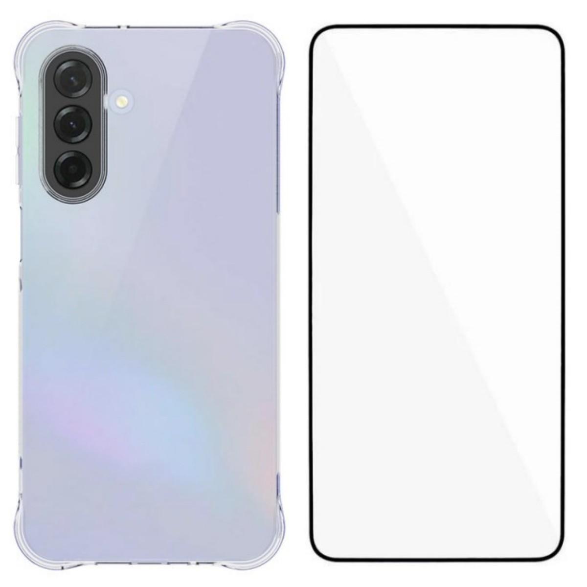 

For Samsung Galaxy A17 Case WANLONFENG WL Series 2.0mm TPU Phone Cover with Tempered Glass Film Transparent