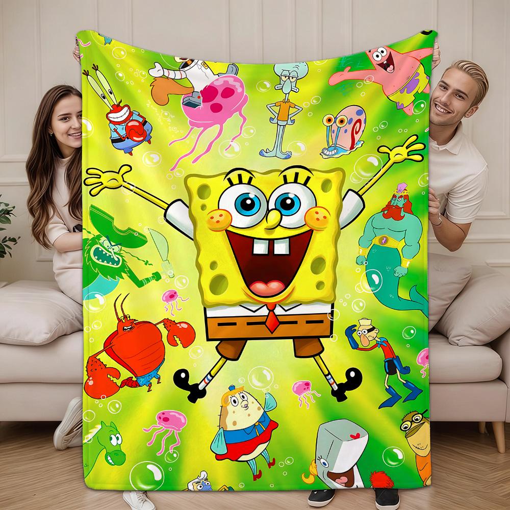 Throw Blankets for Beds Kawaii S-Spongebob All year Blanket Bedspread on the Bed Bedspreads and Coverlets Camping Anime Sofa Nap