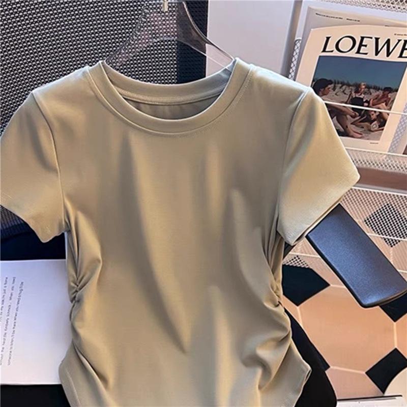 Irregular Short-sleeved T-shirt Women's Summer New Korean Version Loose Waist Top