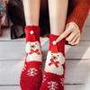 Festival Thickened Coral Velvets Floor Socks for Home Comfort Indoor Fuzzy Slipper Socks with Cartoon Christmas Pattern