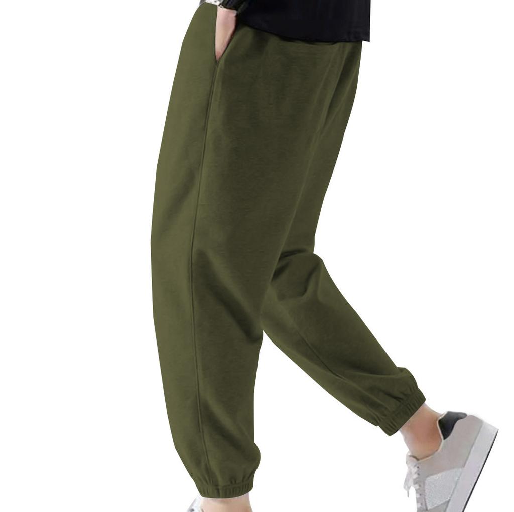 2025 new solid color large size casual pants men's summer trend casual loose leggings men's