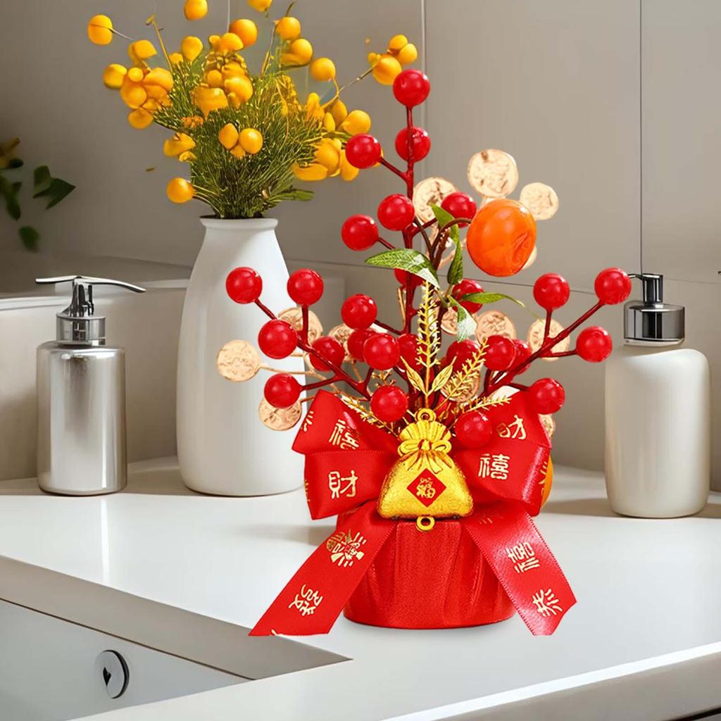 Chinese Lunar Year Decoration Gift Lucky Tree Artificial Potted for China Spring Festival Office Birthday Graduation Wedding