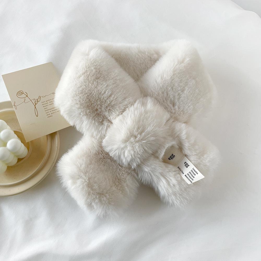 Ladies Winter Imitation Rex Rabbit Hair Scarf Double Sided Plush Thickened Scarf Ladies Warm Hair Neck Cover Shawl