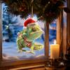Decorative Animal Figurines for Home Christmas Hanging Ornaments with Lanyard, Cute Double Sided Pendant 2026 Holiday Tree Pendants Santa Hat, 2D Flat