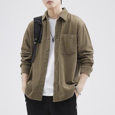 Winter Kord Japanisches Werkzeughemd Herren Trendmarke Locker Übergröße Lässig Khaki Rowdy Hemdjacke Oberteil