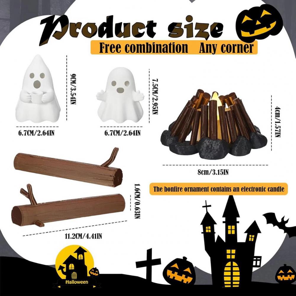 Halloween Ornament 3d Printed Decoration Spooky Ghost Campfire Nightlight Halloween Decoration for Home 3d Printed Statue