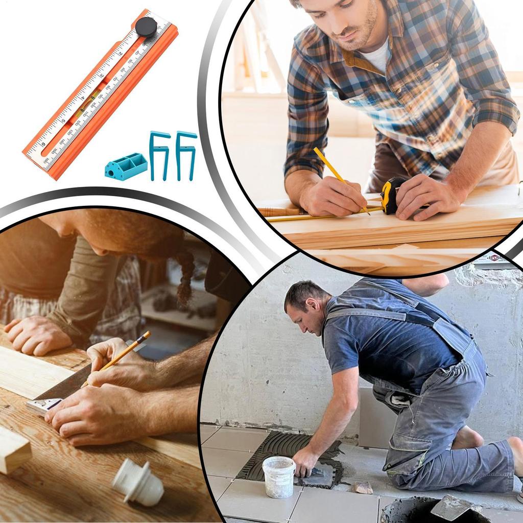 Woodworking Measuring Tools Scribing Ruler Adjustable Guide With Angle Marking 15-90 Degree For Layout Gauge Portable