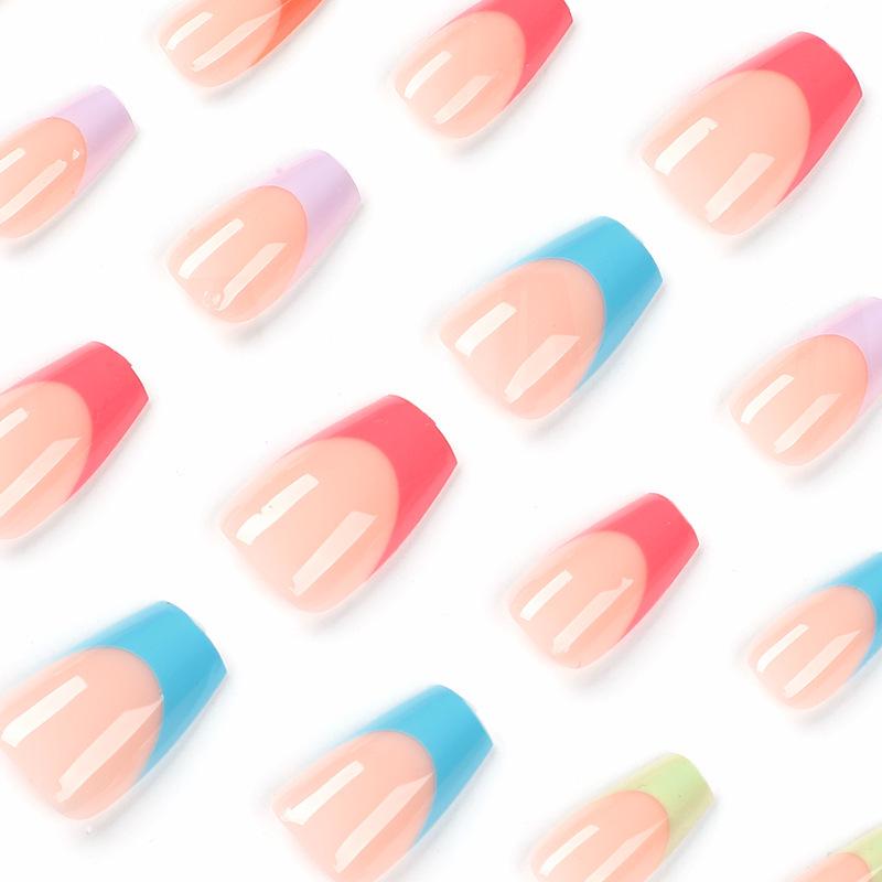 Wearable French Nail Tips: Five Color Finished Manicure Stickers Set