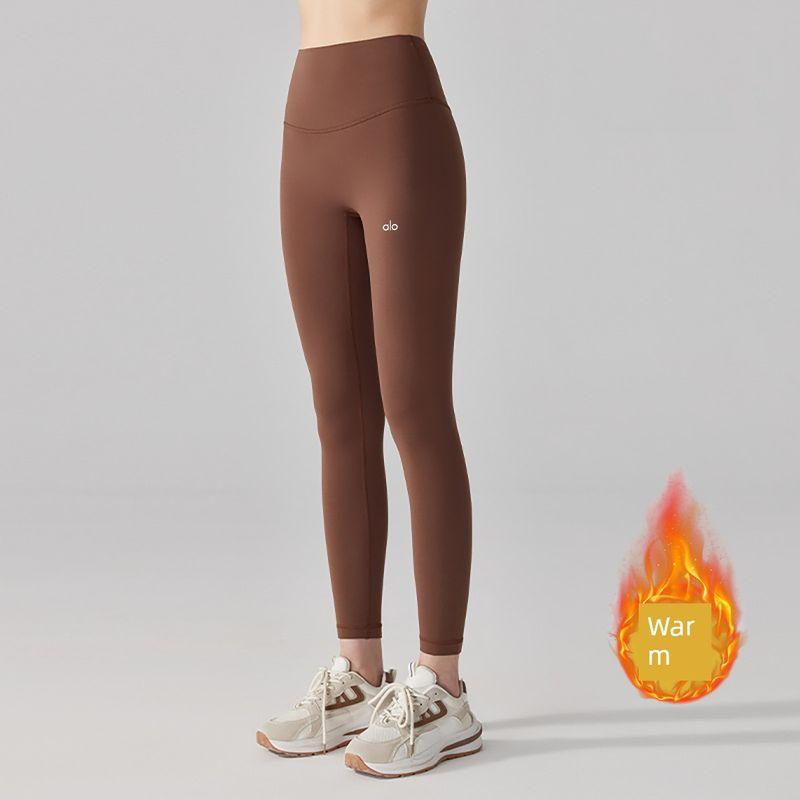 

Aloneadv American High Waist Hip Lift Yoga Leggings Women s Winter Fleece-lined Keep Warm Outerwear Running Exercise Pants Brown XL