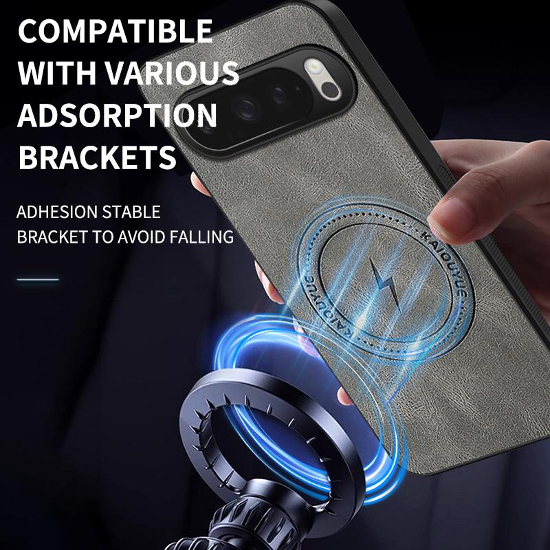 For Pixel 10 Pro XL Fashion Lightning Leather Silicone Case For Google Pixel 10 Pro XL Magnetic Wireless Charge Shockproof Cover
