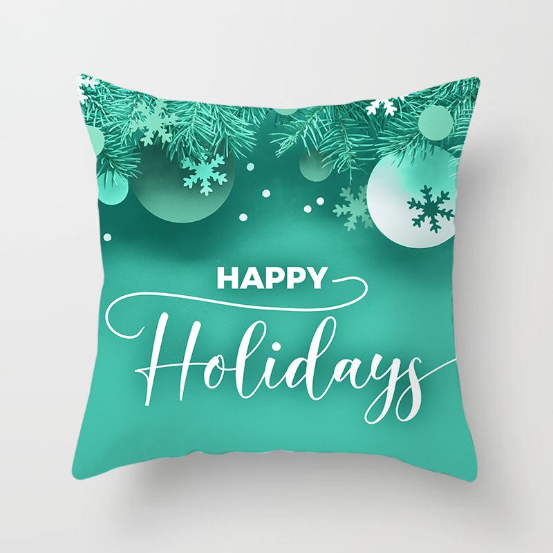 Merry Christmas Printed Green Pillowcase  Style Cushion Cover Home Sofa Decor Throw