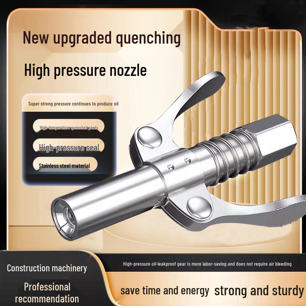 High-Pressure Self-Locking Grease Gun Nozzle with Pliers-Type Head