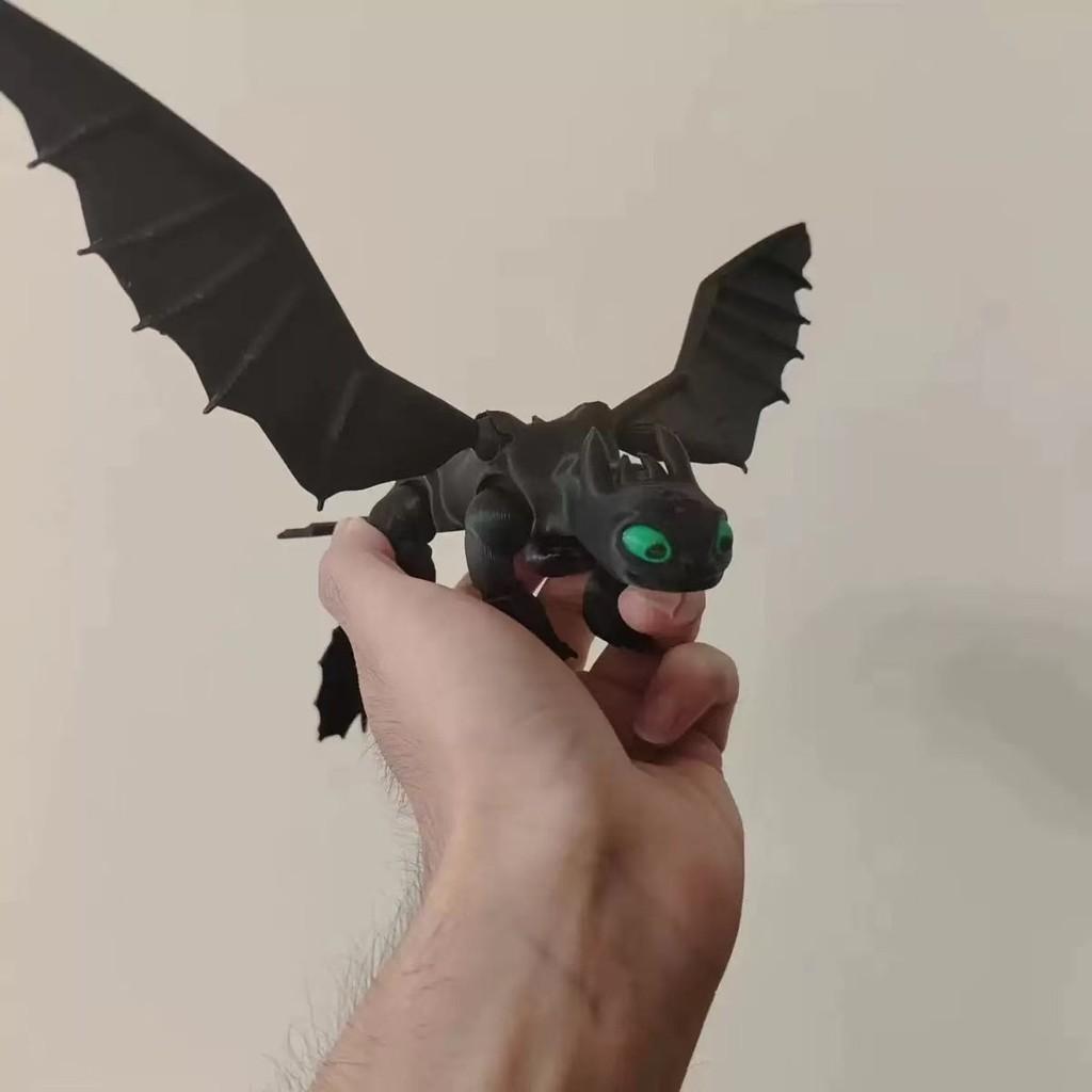 

3D Printed Toothless Night Fury Toy with Articulated Joints - Creative Desktop Ornament/Figure Black-16cm