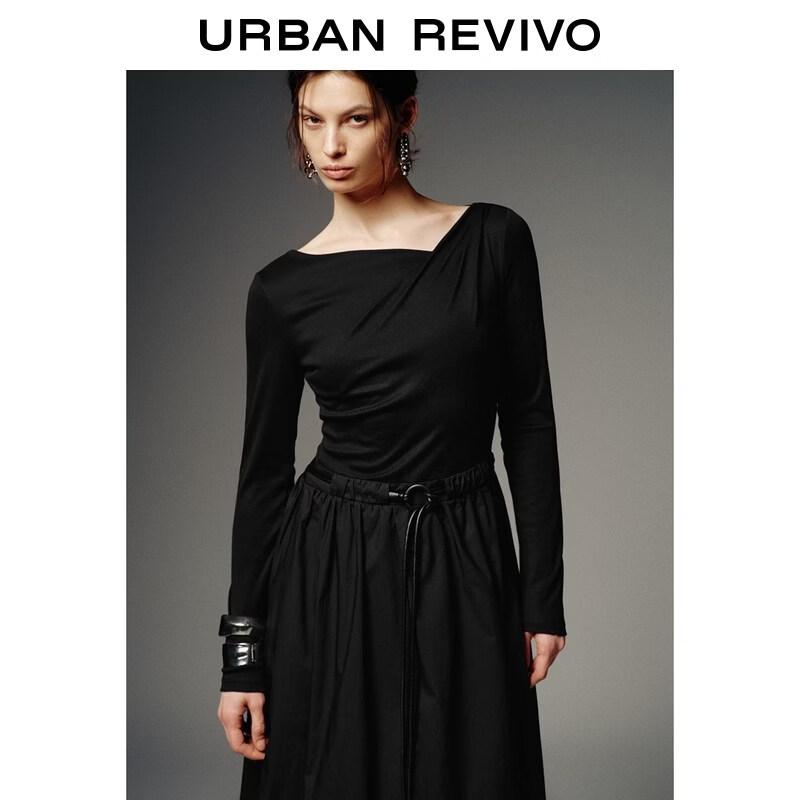 UR 2026 Spring Women's Casual Slim Fit Dress with Metal Buckle Belt