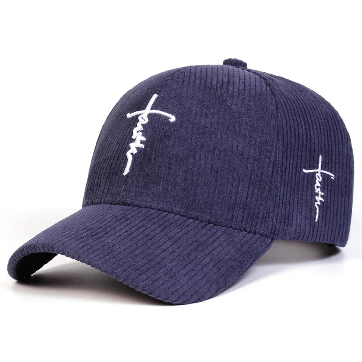

Unisex Letter Cross Embroidery Corduroy Baseball Caps Spring and Autumn Outdoor Adjustable Casual Hats Sunscreen Hat Sports Cap