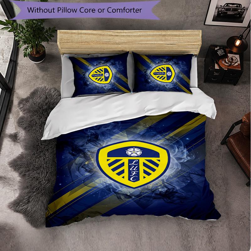 Biancheria da letto a tema Leeds United Set 3 Pezzi Copripiumino Biancheria da letto Decorativa Per Camera Adolescenti Decorazione Casa