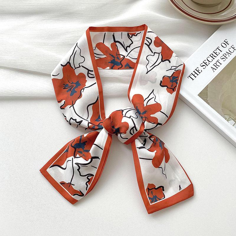 New Luxury Brand Model Small Silk Scarf Women Hair Band Bag Handbag Handle Ribbon Scarf Band Neck Scarves Neckerchief