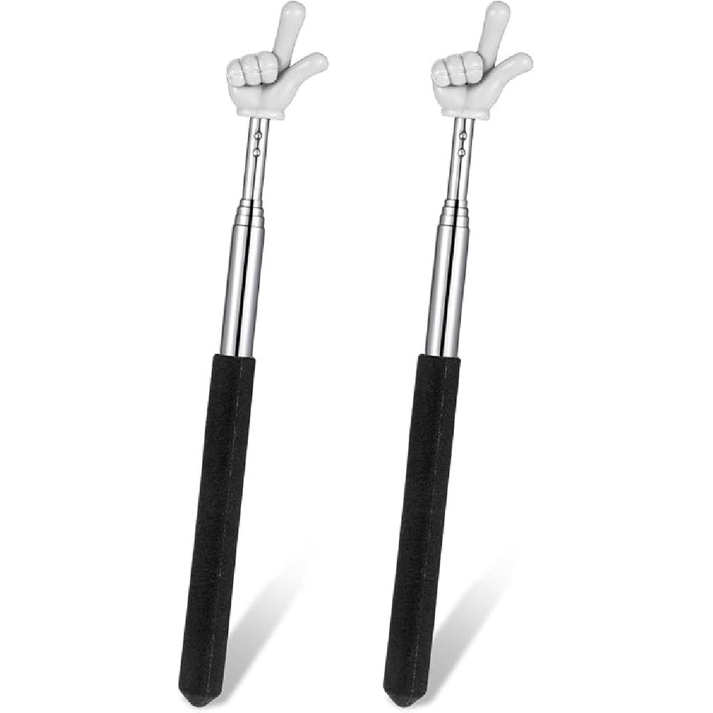 Telescopic Teachers Pointer - 2 Pcs Extendable Hand Pointer Stick, Mini Classroom Finger Pointers Stick for Elementary School Kindergarten and