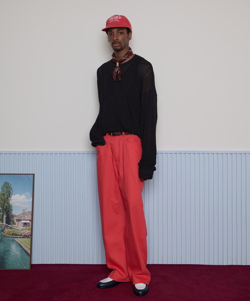 TAKEASY Slub Cotton Wide Pants (Red)