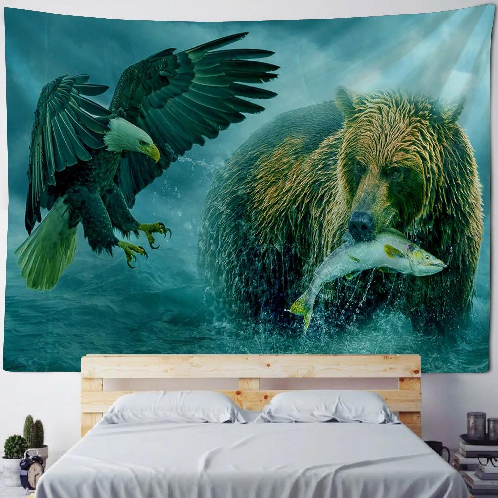 Animal Art Tapestry Room Background Fabric Unicorn Sea View Print Wall Hanging Living Room Bedroom Background Wall Decoration