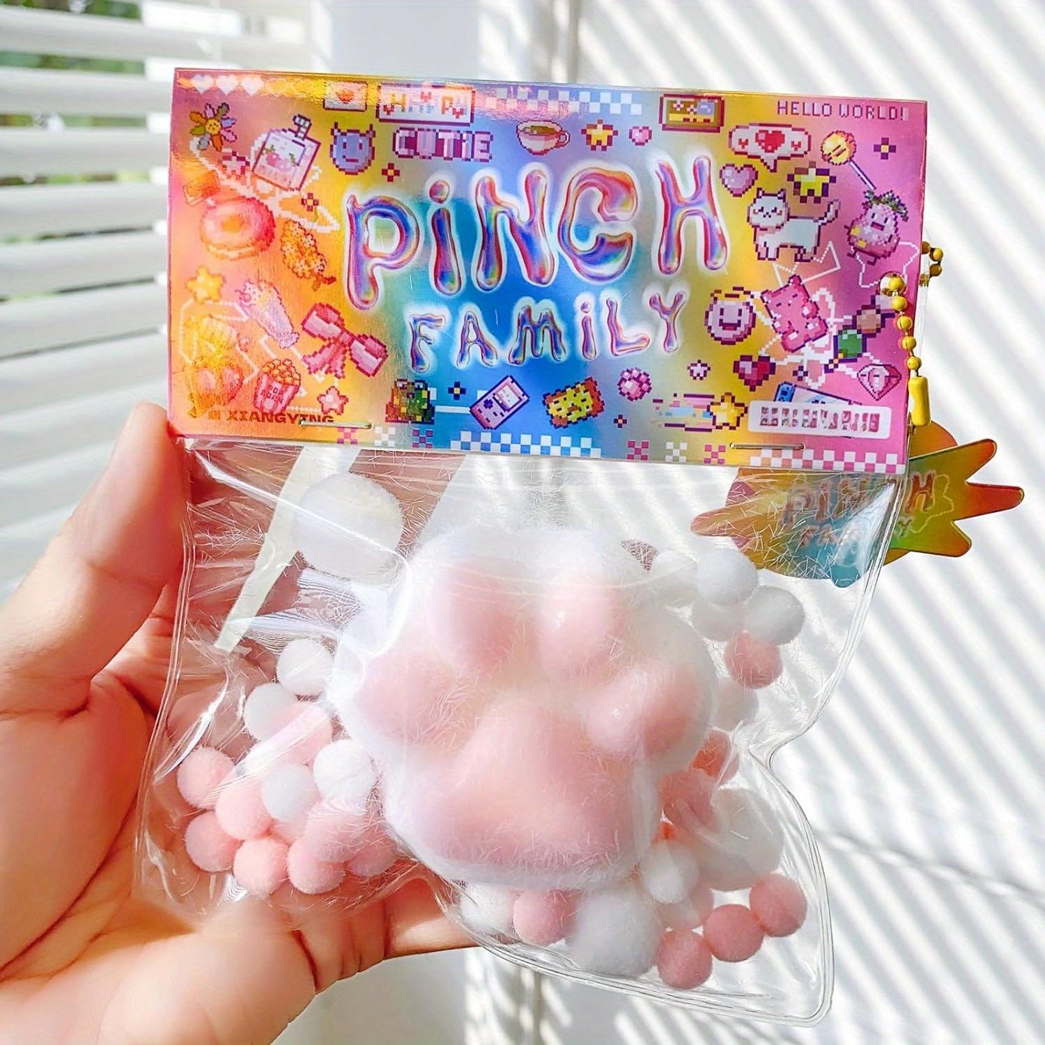 

1 шт., мягкие игрушки для сжатия кошачьих лап, милые мультяшные сенсорные игрушки, меховые шарики для снятия стресса, подарки, игрушки-непоседы белый