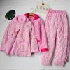 Autumn and Winter Women's Bows Knitted Plus Fluff Thickened Three-Layer Quilted Coral Velvet Pajamas Winter Warm Loungewear Suit