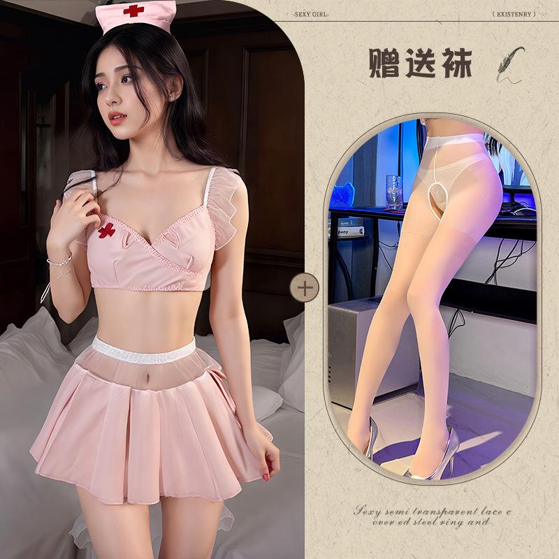 Sexy Nurse Sweet Bow Backless Cosplay Suit Sexy Lingerie