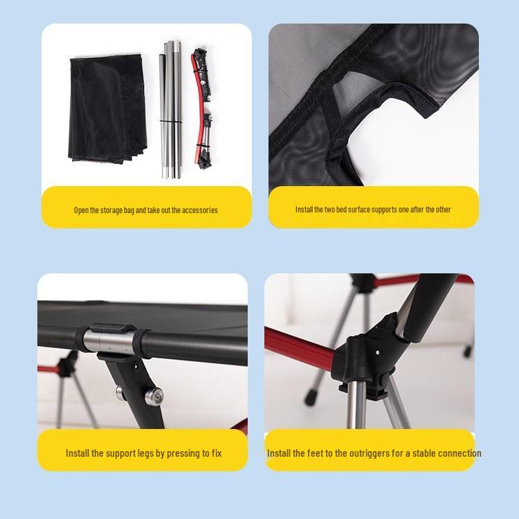 Aluminiumlegierung Einzel faltbares Campingbett für den Außenbereich