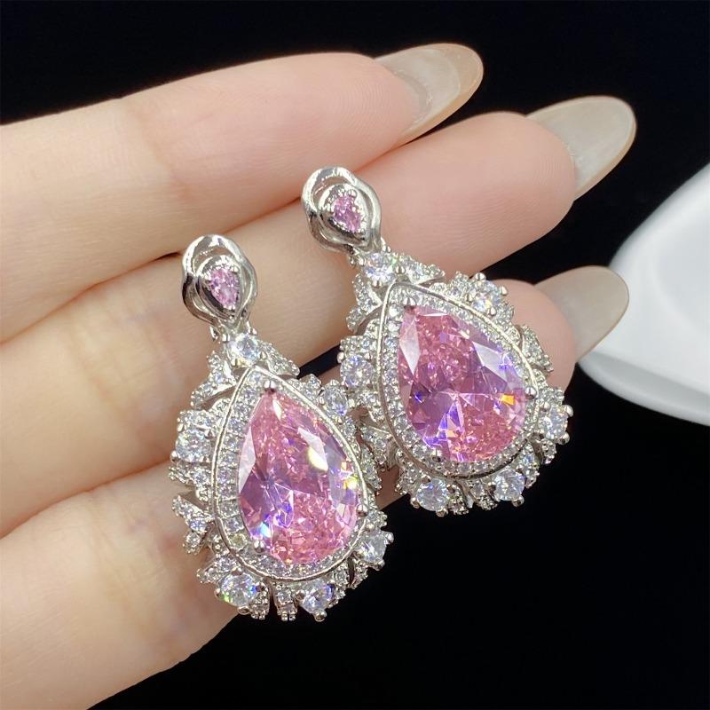 Sace Gems עגילי טבעת זירקון מסגסוגת נחושת קלאסית סט תכשיטי שרשרת תליון מתנות למסיבת חתונה