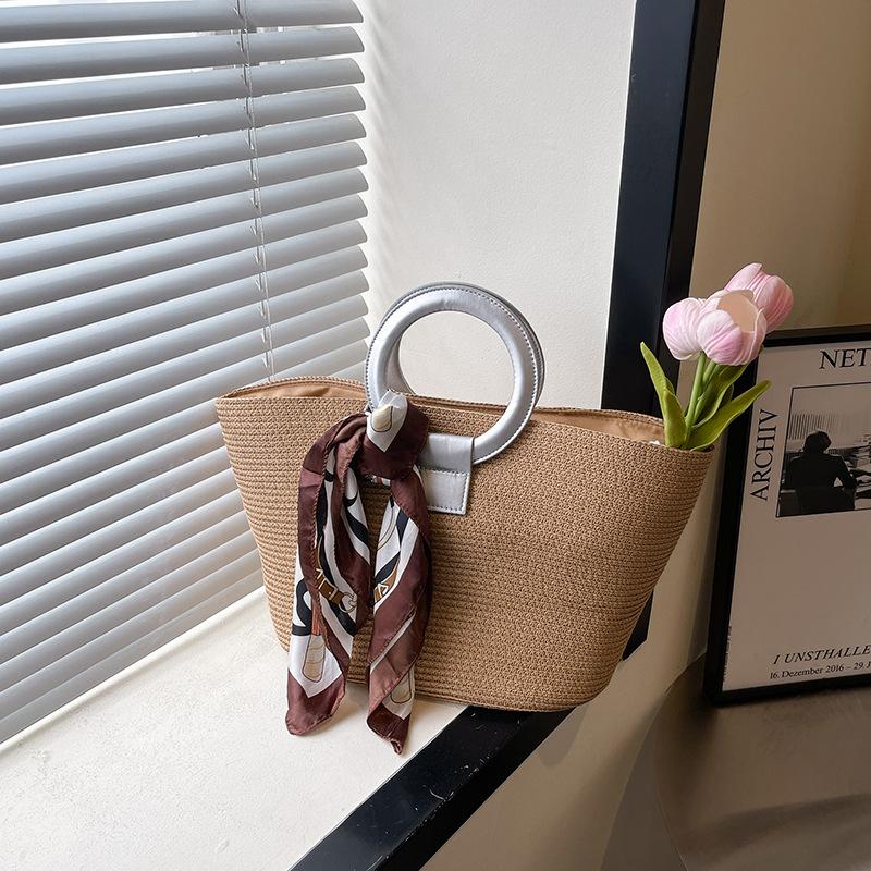 

Сумка большой вместимости женская летняя новая пляжная сумка для отпуска на море повседневная универсальная плетеная сумка хаки