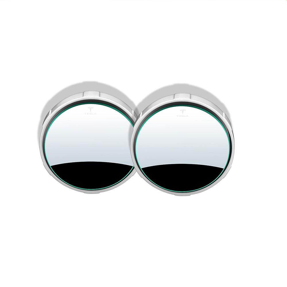 CQPKJ1 2Pcs Round Frame Convex Blind Spot Mirror Reversing Mirror For Tesla Model 3 Model S X Model Y Roadster SpaceX Cybertruck Coil