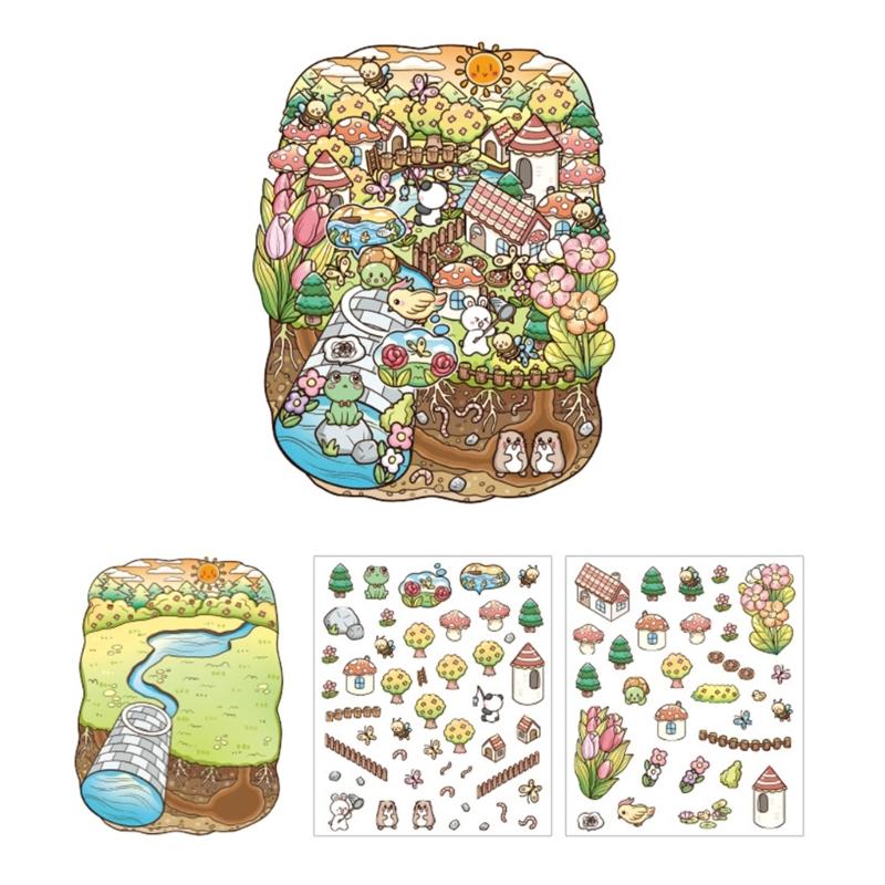 3D Scene Sticker Fairies Tale Series Landscape Sticker DIY Hand Account Sticker Labels Journaling Supplies