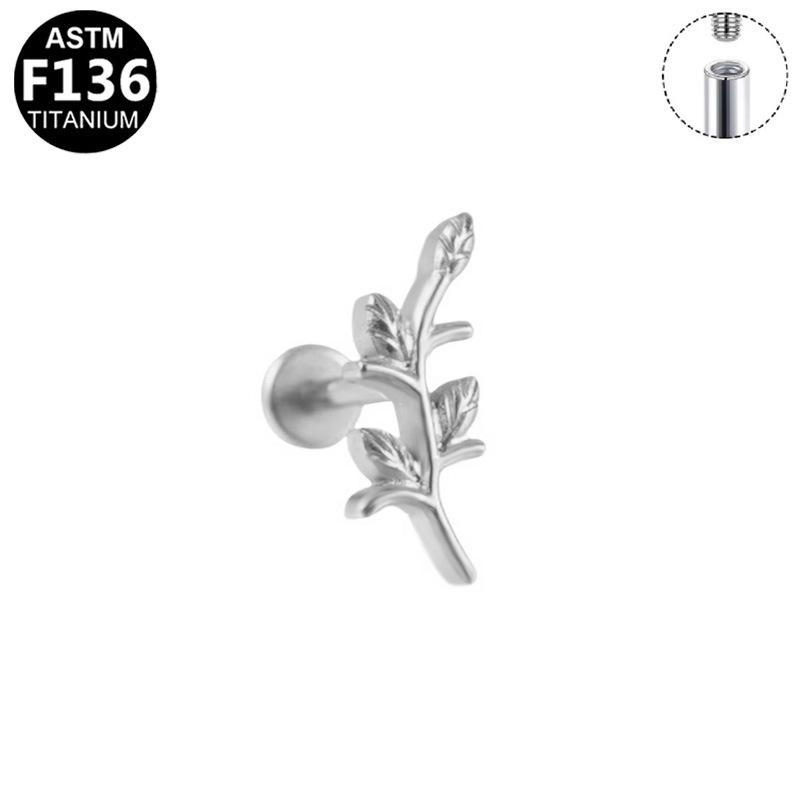 G23 Titanium Alloy Leaf Lip & Ear Stud Piercing Jewelry