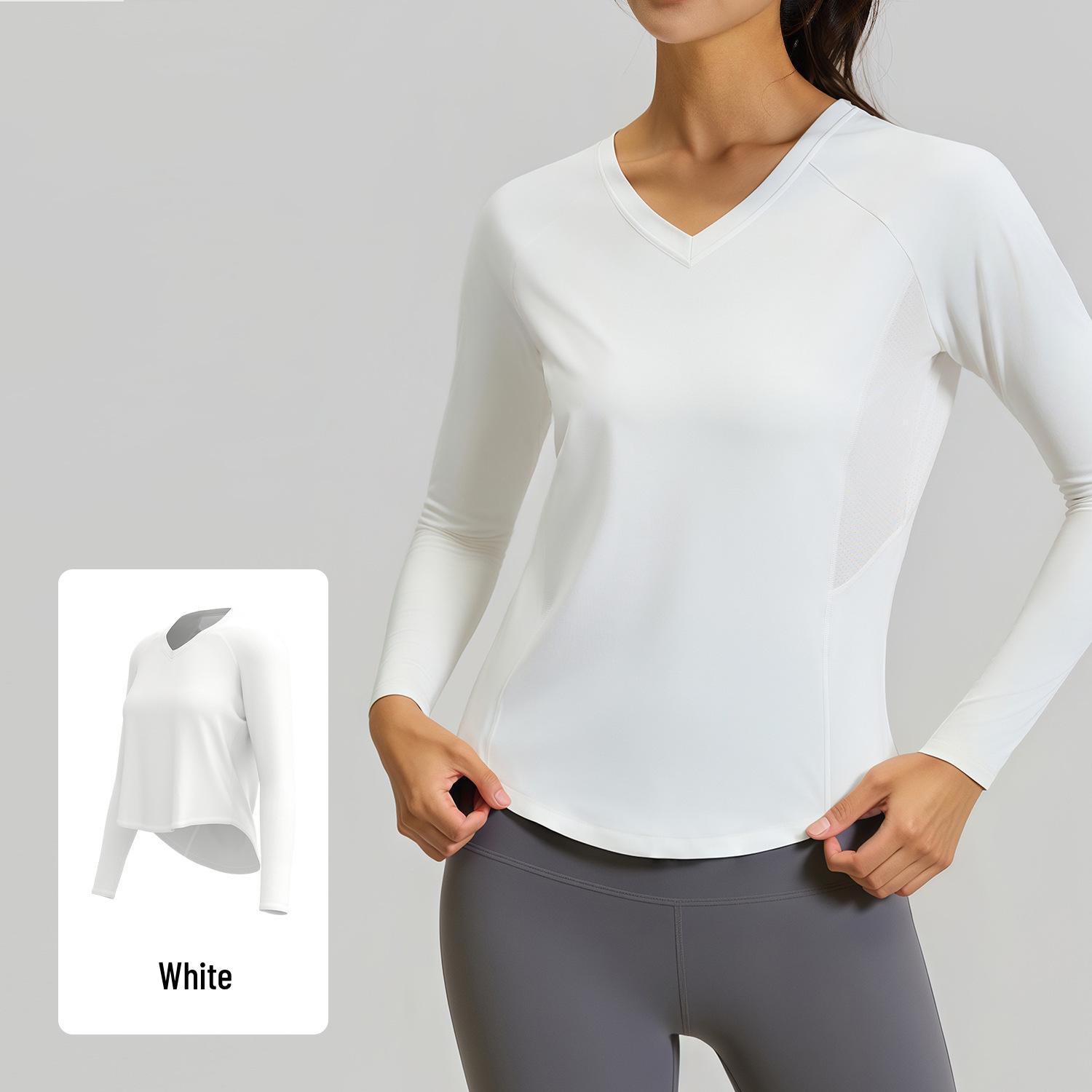 

Juyitang Women s Slim-Fit Long Sleeve Yoga Top – High Stretch, Breathable Mesh for Running & Fitness XL