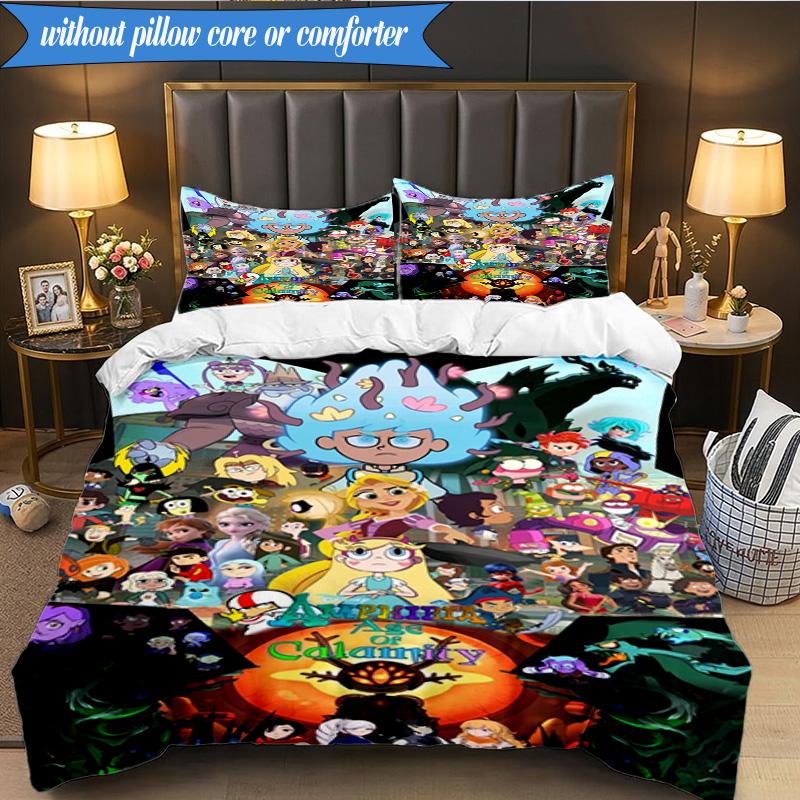 3PCS Owl Adventure In Colorful Land Bedding Set,Including 1pc Duvet Cover And 2pcs Pillowcases Perfect for Bedroom, Dormitory, Fan Christmas Gift