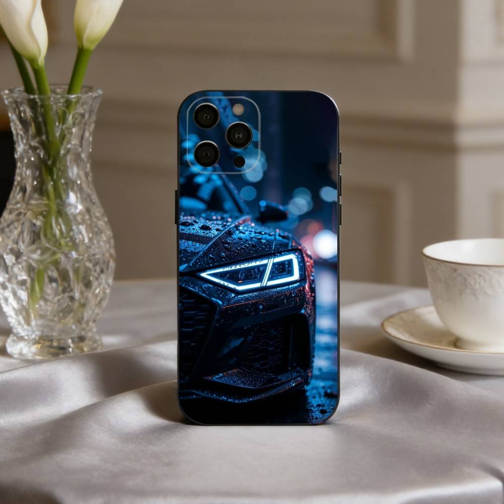 Cool R-RS6 Tempest Car Phone Case For iPhone 17,16,15,14,13,12,11 Plus,Pro Max,XS,Soft Silicone Black Cover