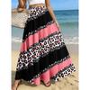 Plus-size Women's Elegant and Stylish Half-Skirt, Casual Printed Midi Skirt, Leopard Print Pink Stripes On Black Background