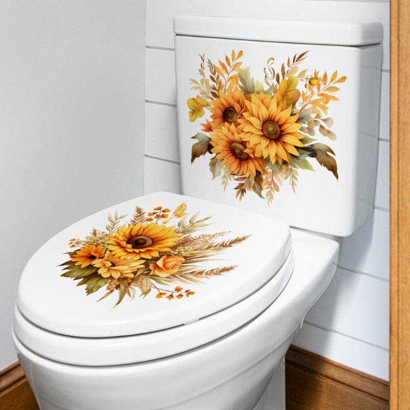 Sunflowers Bouquet Wall Sticker Bathroom Toilet Decor Living Room Refrigerator Home Decoration Decals