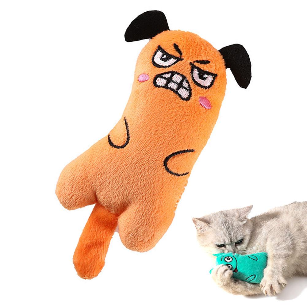 Cartoon Cat and Dog Shaped Toys, Bite-resistant Puppy Plush Dolls Cat Self-entertainment Teeth Grinding and Cleaning Interactiv