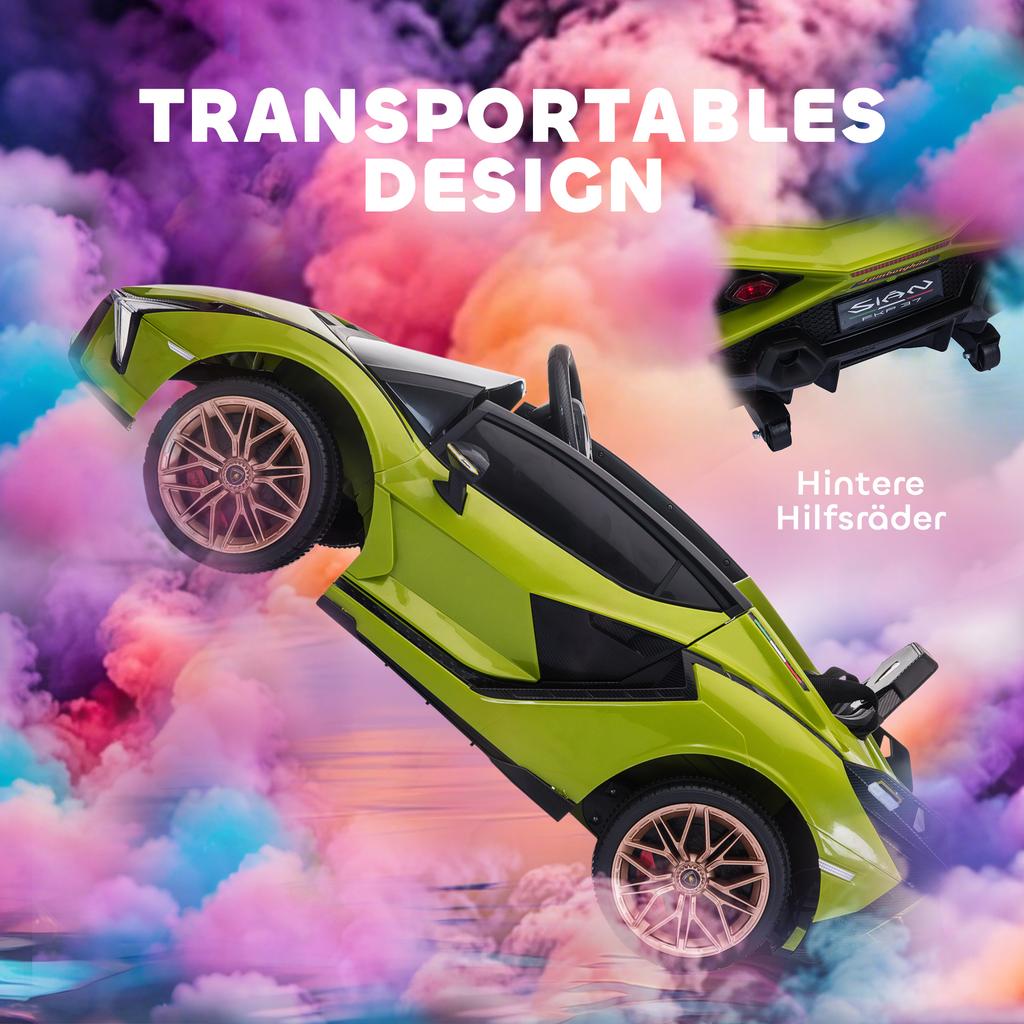 Auto Elettrica per Bambini, Lamborghini, 3-5 km/h, Telecomando, per 3-5 Anni, Verde