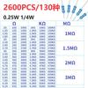 2600Pcs Metal Film Resistor Assortment Kits 1Ohm-10MOhm 130 Values Resistor Kits for Projects Experiments Easy to Use