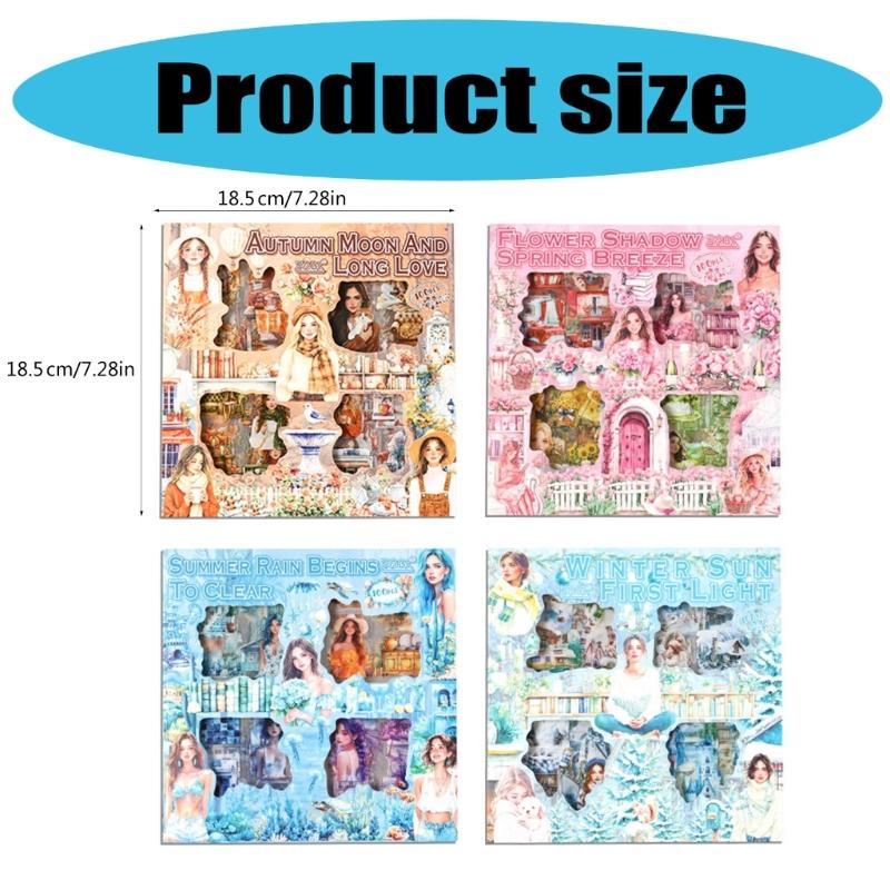 Seasonal Flower PET Sticker Aesthetic Sticker for Scrapbooking Notebook Journal Water Bottle Laptop Skateboard Packaging