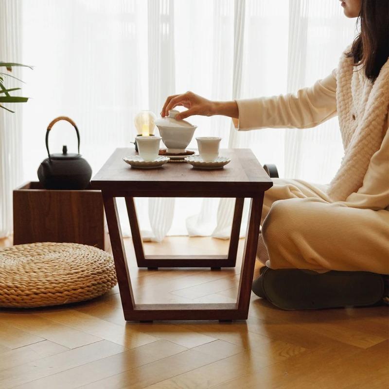Nordic Style Solid Wood Small Square Tea Table Japanese Tatami Minimalist Balcony Side Desk Window Coffee Table