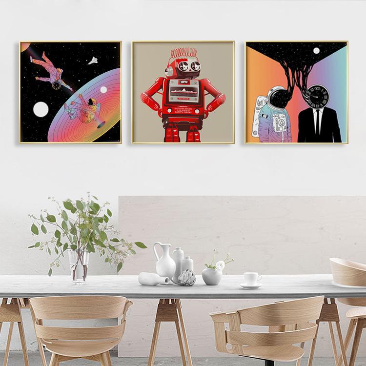 Kreskówkowy Astronauta Robot Malarstwo na Płótnie Styl Skandynawski Salon Sypialnia Pokój Malarstwo Dekoracyjne Cuadros Decoracion Dormitorio