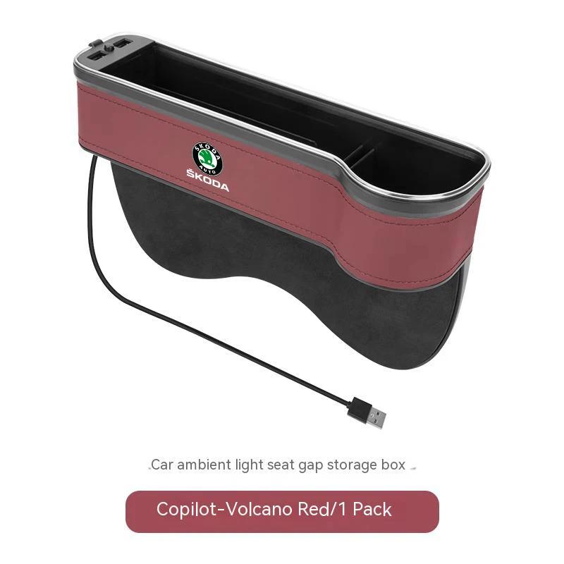 2025 Neues Auto USB Farblicht Sitzaufbewahrungsbox Sitzspaltbox Für Skoda VRS Octavia Kodiaq Karoq Kamiq Scala Superb Yeti Fabia ENY