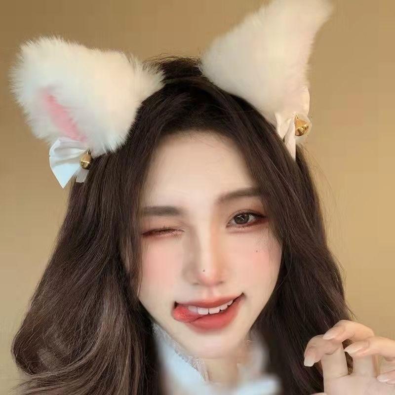 Korean Style Sexy Babes Decoration Fashion Plush Bell Cute Cat Fox Animal Ears Headband Cosplay Cat Ears Hairband Headdress