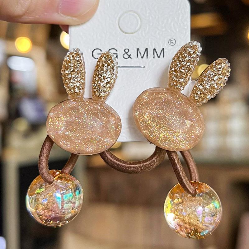 Hair Ties With Rabbit Autumn Winter Colorful High Elasticity For Girls School Daily Use Premium Soft Comfortable Non Pull
