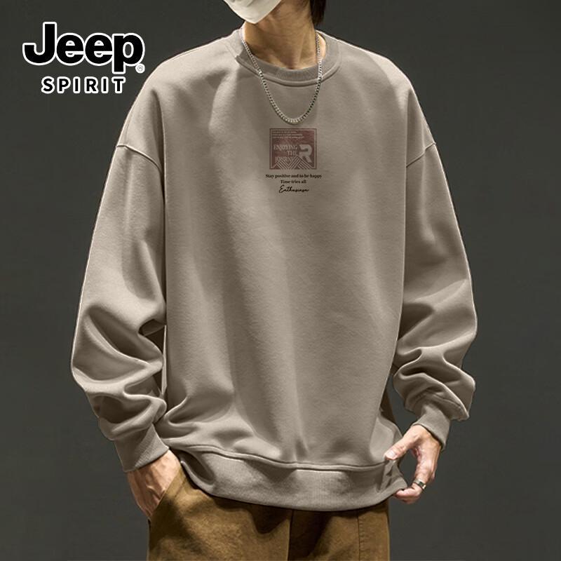 JEEP SPIRIT Men's Retro Letter Print Crewneck Sweatshirt