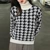VONDA Autumn Women Turtleneck Long Sleeve Printed Contrast Pullover Sweaters